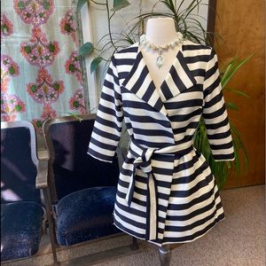 Spring weight Black & white striped overcoat
